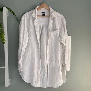 GAP crinkle gauze weekend tunic, large, white, EUC